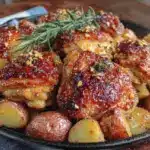 crispy garlic butter chicken thighs - featured image