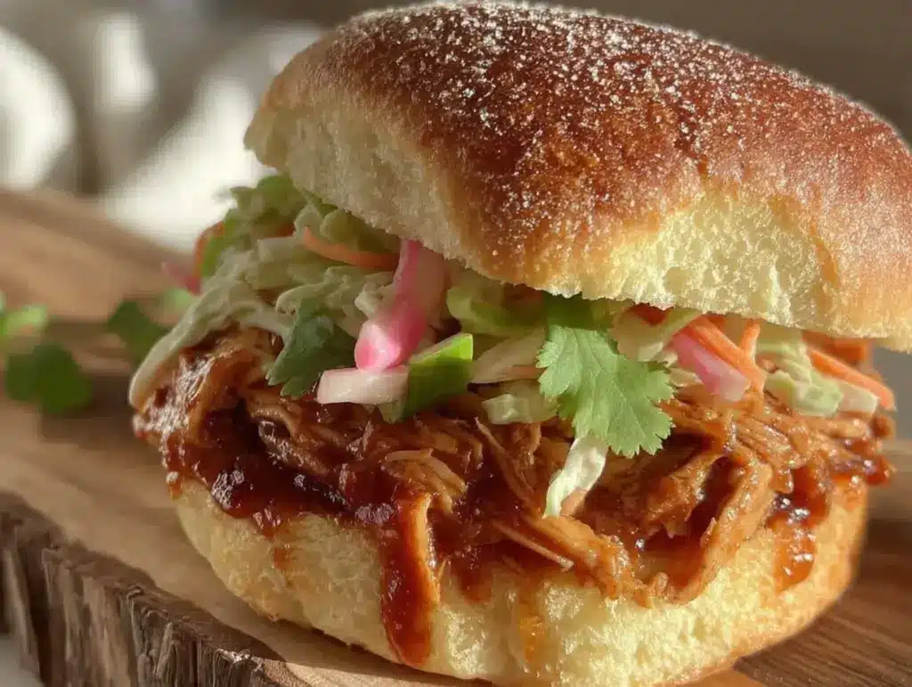 crockpot bbq pulled chicken sandwiches - featured image