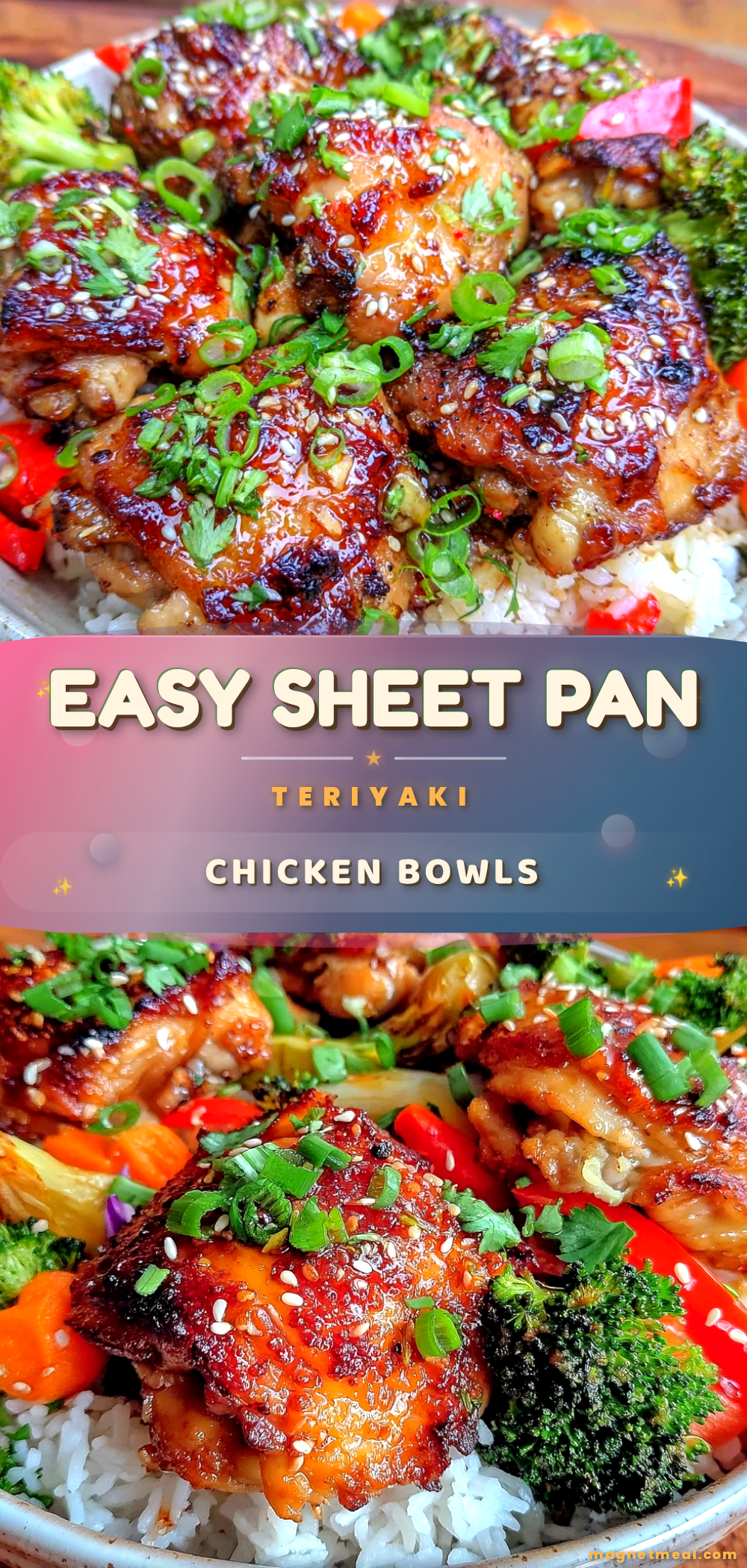 easy sheet pan teriyaki chicken and rice bowls recipe