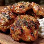 fresh lemon herb grilled chicken thighs - featured image