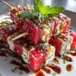 fresh watermelon feta mint skewers - featured image
