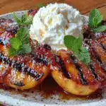 grilled cinnamon brown sugar peaches - featured image