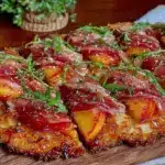 grilled peach and prosciutto flatbread - featured image