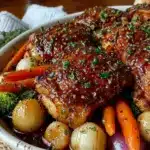 honey garlic slow cooker chicken thighs - featured image