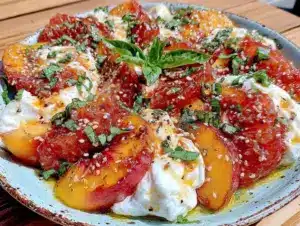 nectarine burrata caprese salad - featured image