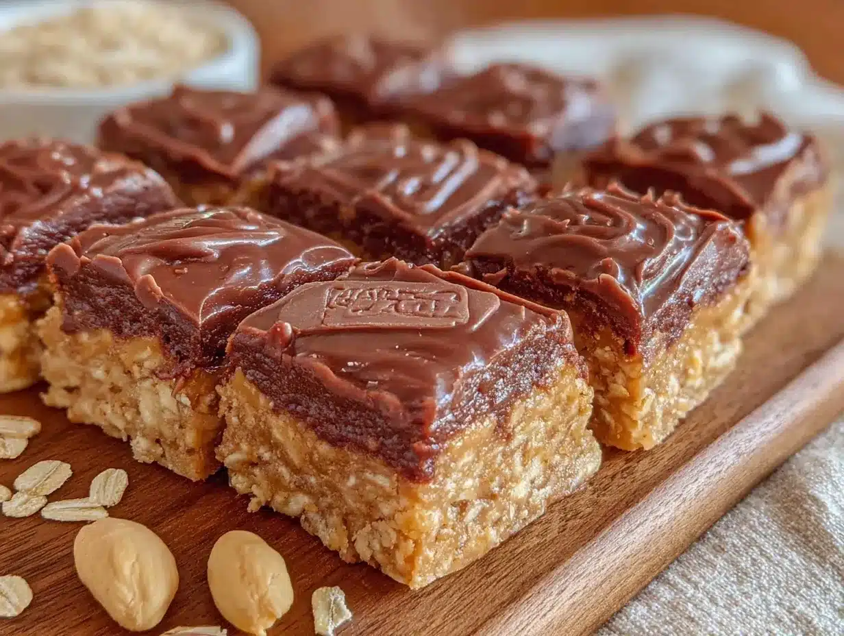 no-bake chocolate peanut butter oatmeal bars preparation steps