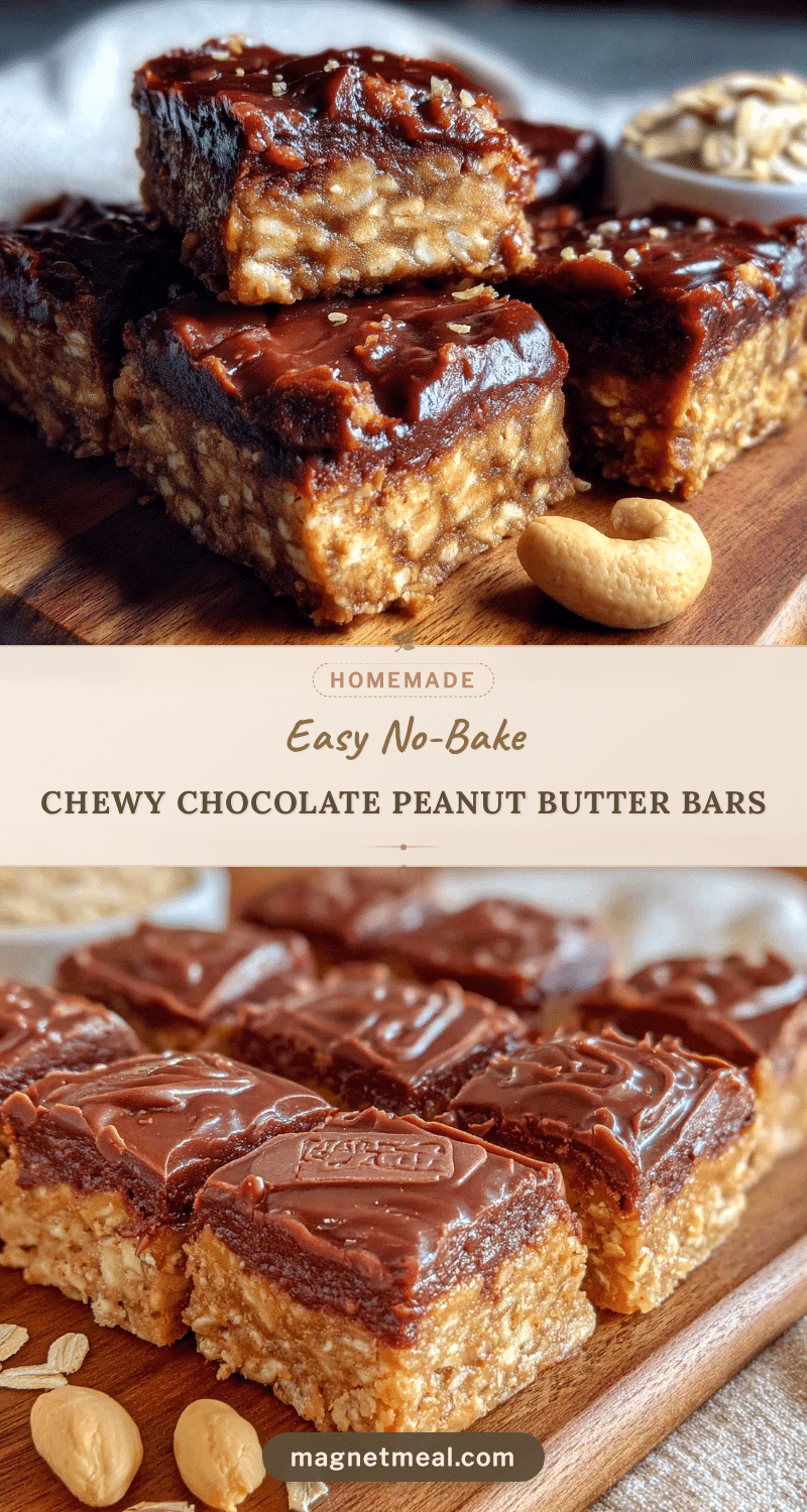 no-bake chocolate peanut butter oatmeal bars recipe