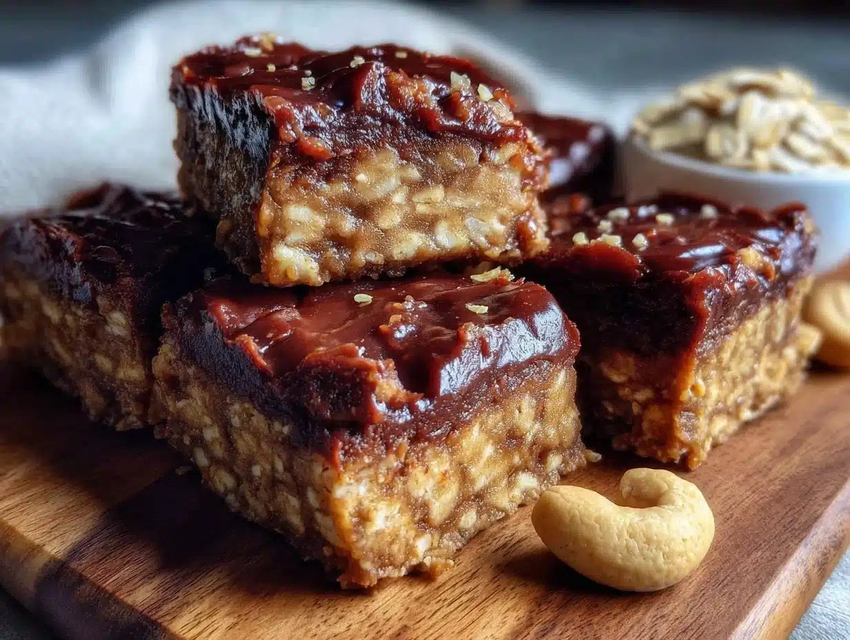 no-bake chocolate peanut butter oatmeal bars - featured image