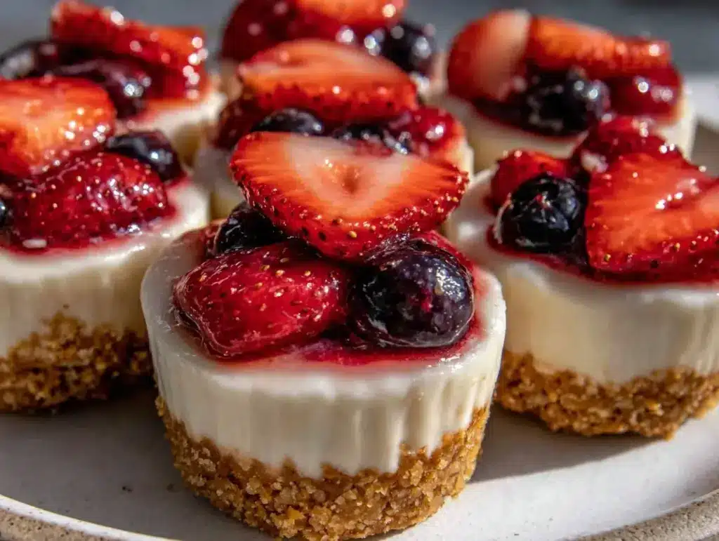 no bake patriotic mini cheesecake cups - featured image