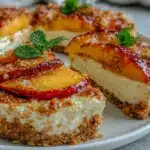 no-bake peach cheesecake tart - featured image
