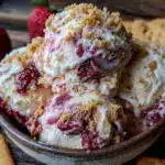 no-churn strawberry cheesecake ice cream - featured image