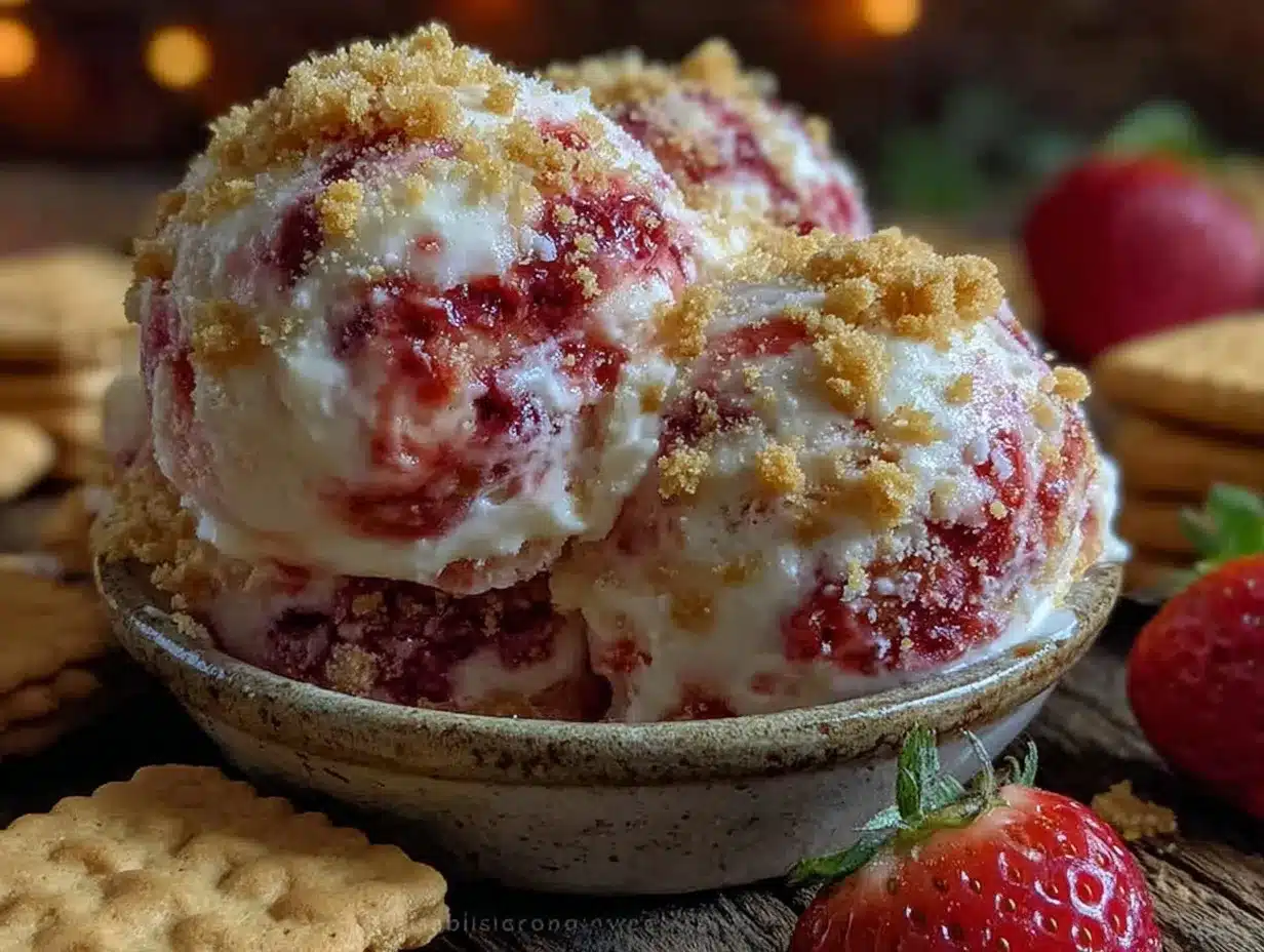 no-churn strawberry cheesecake ice cream preparation steps