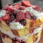 red white and blue berry trifle - featured image