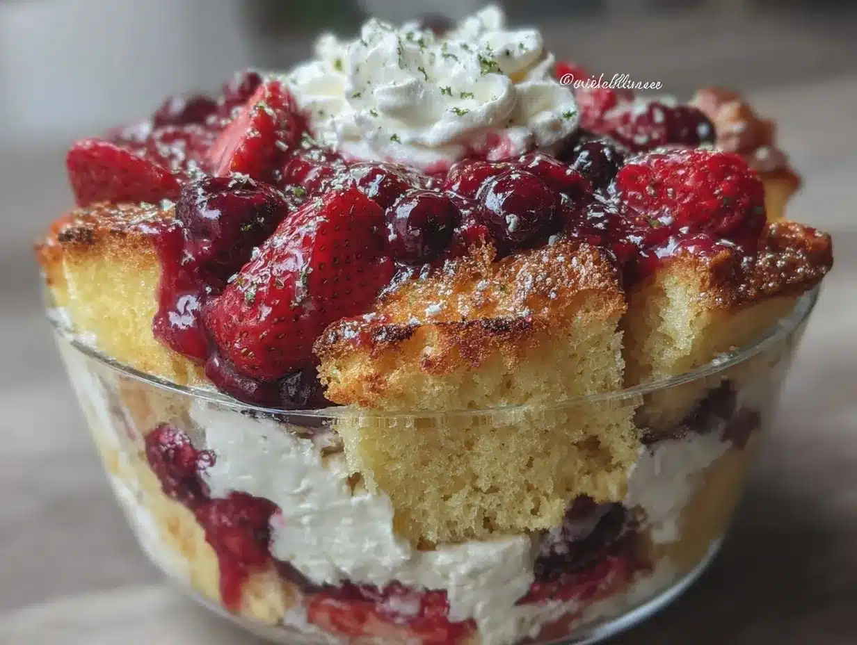 red white and blue berry trifle preparation steps