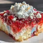 red white and blue jello poke cake - featured image