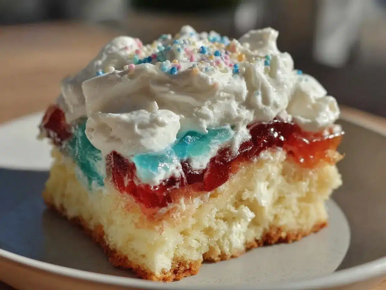 red white and blue jello poke cake preparation steps