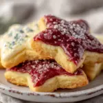 soft frosted red white and blue star sugar cookies - featured image