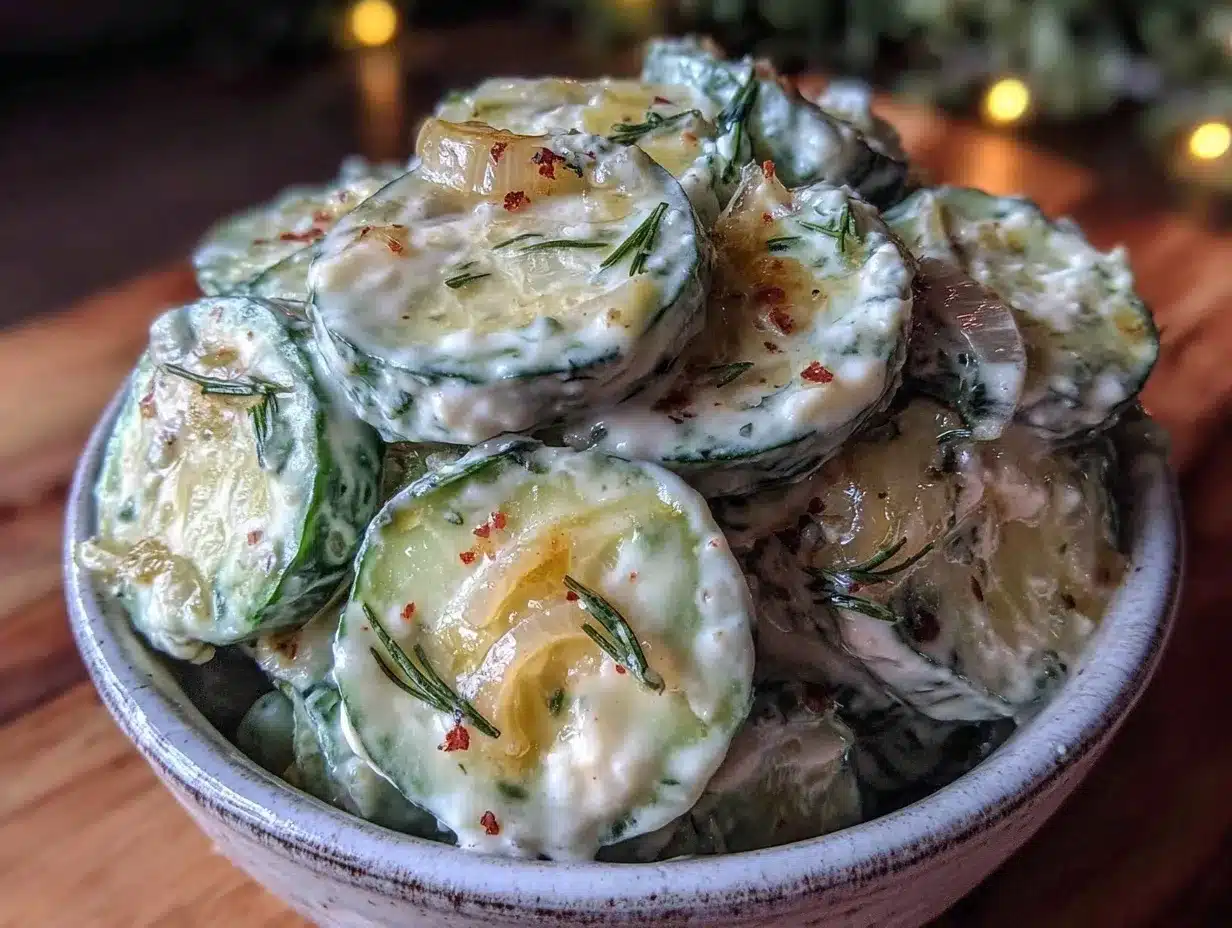 creamy old-fashioned cucumber salad preparation steps