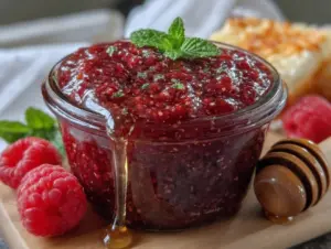 easy seedless raspberry freezer jam - featured image