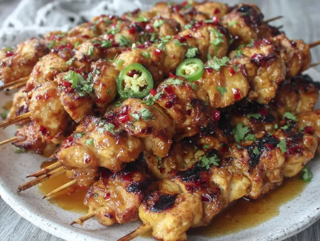 firecracker grilled chicken skewers - featured image