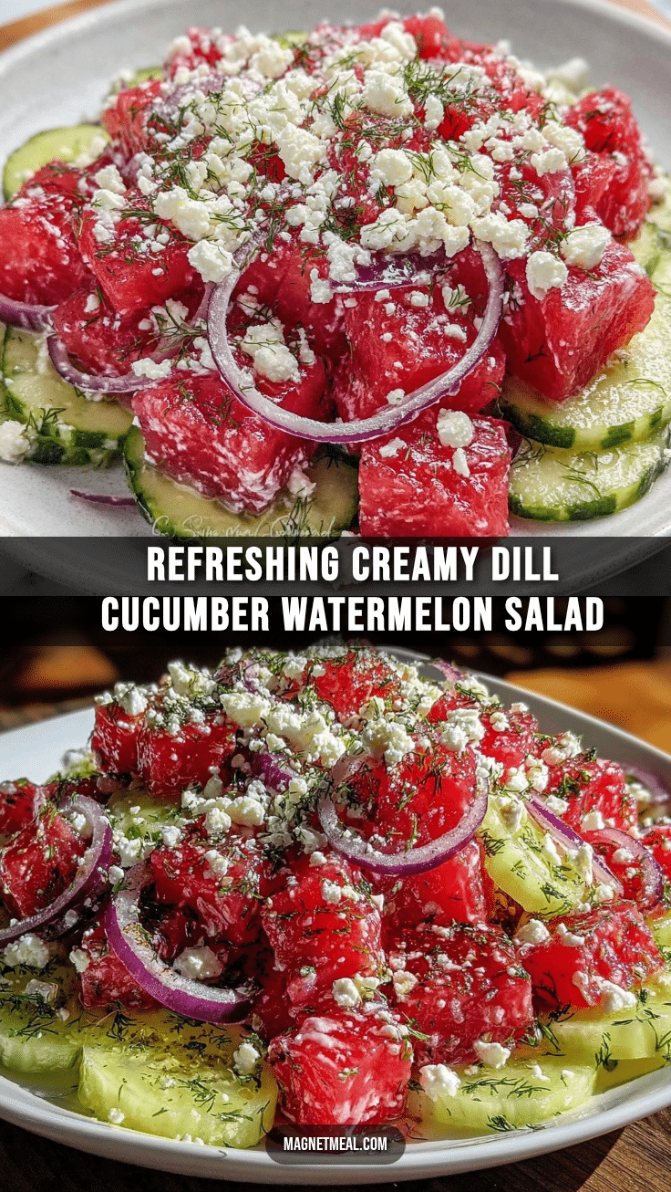 fresh creamy dill cucumber watermelon salad recipe
