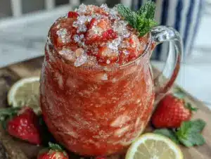frozen strawberry lemonade slushie pitcher - featured image