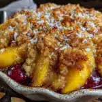 healthy peach cobbler - featured image
