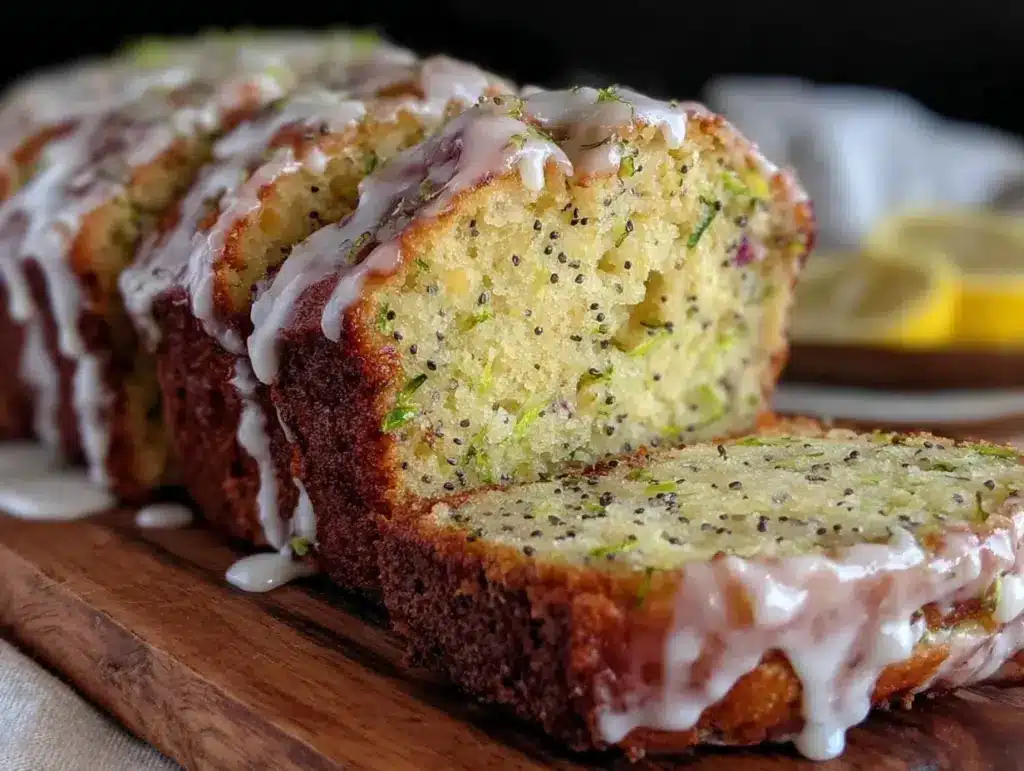 moist lemon poppy seed zucchini bread - featured image