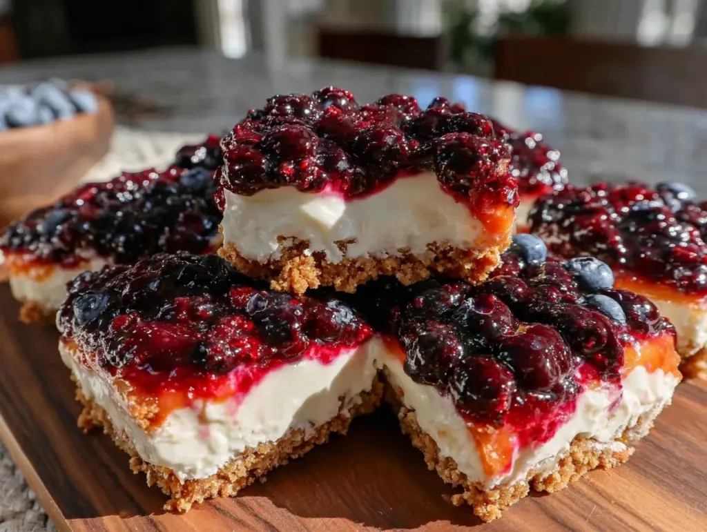 no-bake blueberry cheesecake bars - featured image
