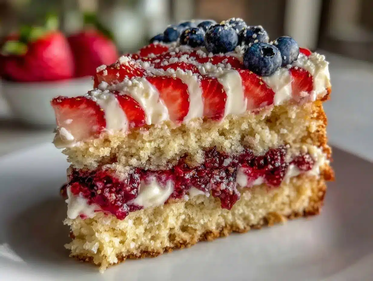 patriotic strawberry shortcake flag cake preparation steps