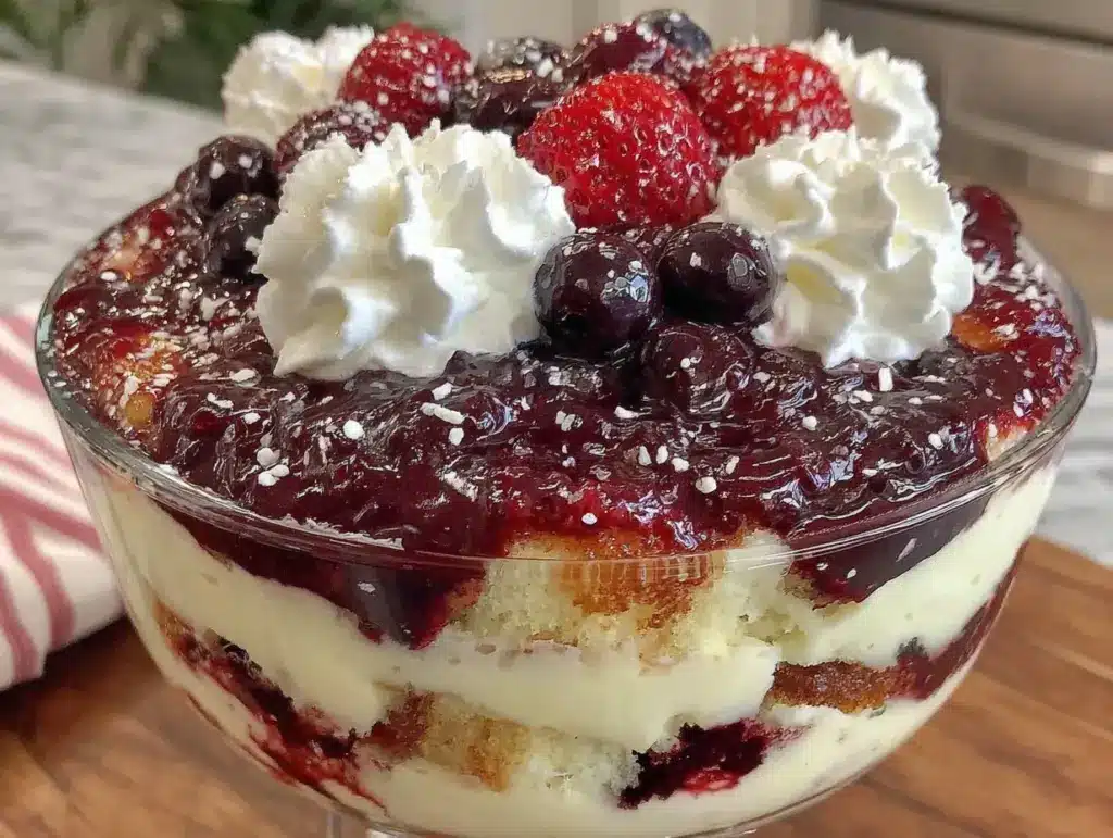 red white and blue layered trifle - featured image