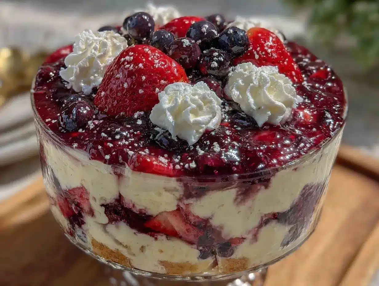 red white and blue layered trifle preparation steps